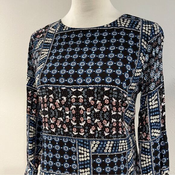 LOFT floral loose fit Sheath Dress with Bishop Sleeves size 0 P - Picture 2 of 11